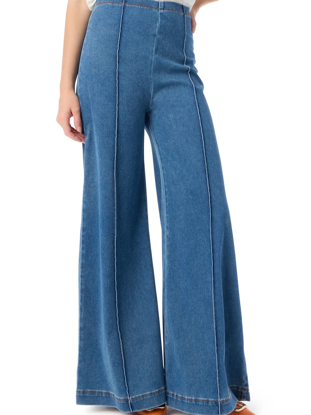 Anna High Waist Pintuck Pleat Wide Leg Jeans